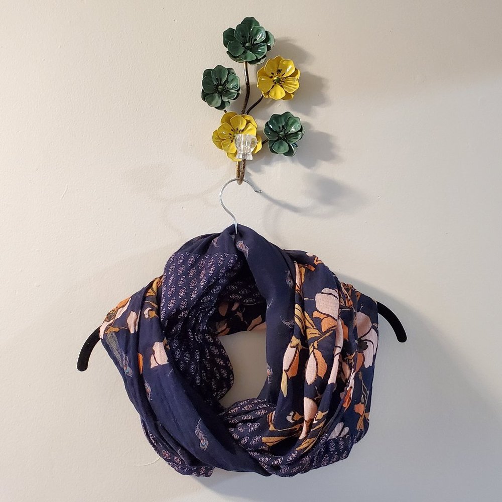 LOFT | Floral Peacock Patterned Infinity Scarf